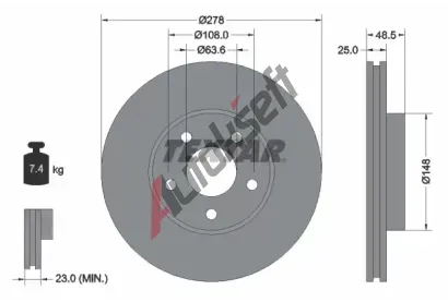 TEXTAR Brzdov kotou PRO+ - 278 mm TXT 92141205, 92141205