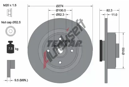 TEXTAR Brzdov kotou PRO - 274 mm TXT 92141403, 92141403