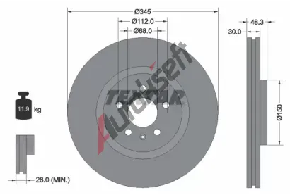 TEXTAR Brzdov kotou PRO - 345 mm TXT 92143903, 92143903