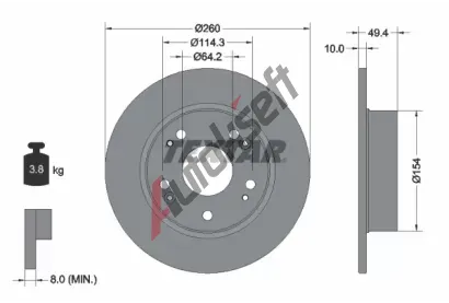 TEXTAR Brzdový kotouč PRO - 260 mm TXT 92144603, 92144603 TEXTAR Brzdový kotouč PRO - 260 mm TXT 92144603, 92144603