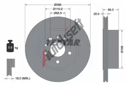 TEXTAR Brzdov kotou - 286 mm TXT 92144900, 92144900