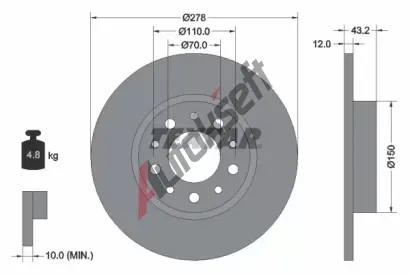 TEXTAR Brzdov kotou PRO - 278 mm TXT 92145203, 92145203