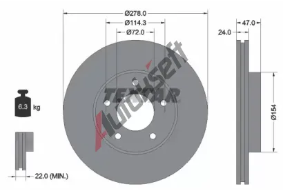 TEXTAR Brzdov kotou PRO - 278 mm TXT 92146503, 92146503