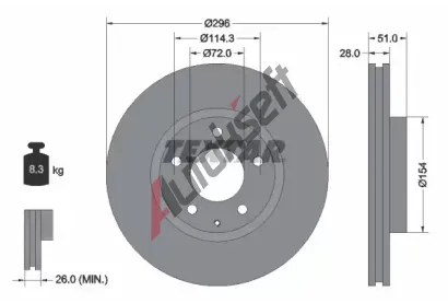 TEXTAR Brzdov kotou - 296 mm TXT 92148100, 92148100