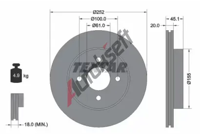 TEXTAR Brzdov kotou - 252 mm TXT 92148800, 92148800