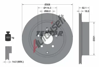 TEXTAR Brzdov kotou PRO - 308 mm TXT 92149303, 92149303