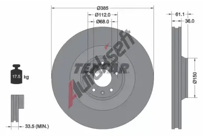 TEXTAR Brzdov kotou PRO - 385 mm TXT 92151303, 92151303
