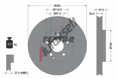 TEXTAR Brzdov kotou PRO - 304 mm TXT 92152105, 92152105
