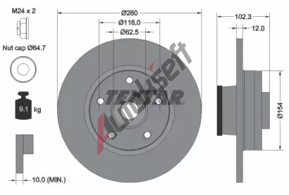 TEXTAR Brzdov kotou PRO - 280 mm TXT 92153703, 92153703
