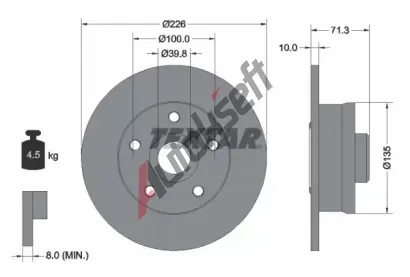 TEXTAR Brzdov kotou - 226 mm TXT 92153800, 92153800