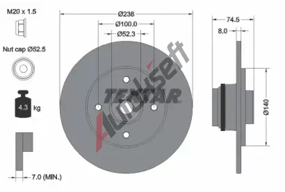 TEXTAR Brzdov kotou PRO - 238 mm TXT 92154003, 92154003