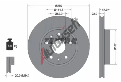 TEXTAR Brzdov kotou - 280 mm TXT 92156600, 92156600