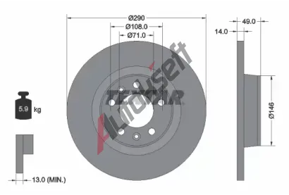 TEXTAR Brzdov kotou - 290 mm TXT 92157100, 92157100