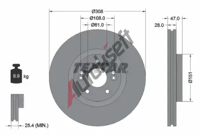 TEXTAR Brzdov kotou - 308 mm TXT 92157700, 92157700