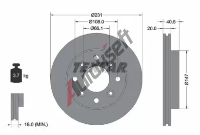 TEXTAR Brzdov kotou - 231 mm TXT 92158900, 92158900