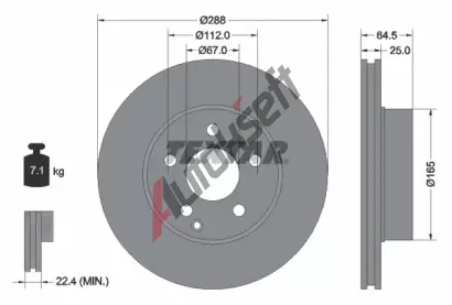 TEXTAR Brzdov kotou PRO - 288 mm TXT 92159603, 92159603