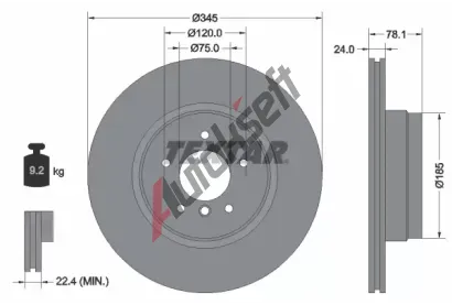 TEXTAR Brzdov kotou PRO+ - 345 mm TXT 92161205, 92161205