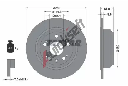 TEXTAR Brzdov kotou PRO - 282 mm TXT 92165803, 92165803