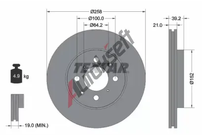 TEXTAR Brzdov kotou PRO - 258 mm TXT 92165903, 92165903