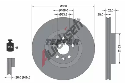 TEXTAR Brzdov kotou PRO - 336 mm TXT 92168203, 92168203