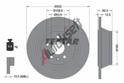 TEXTAR Brzdov kotou PRO - 302 mm TXT 92168403, 92168403