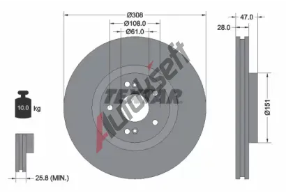 TEXTAR Brzdový kotouč PRO - 308 mm TXT 92174003, 92174003 TEXTAR Brzdový kotouč PRO - 308 mm TXT 92174003, 92174003