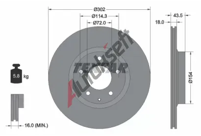 TEXTAR Brzdov kotou PRO - 302 mm TXT 92174503, 92174503