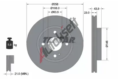 TEXTAR Brzdov kotou PRO+ - 258 mm TXT 92176005, 92176005