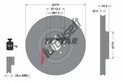 TEXTAR Brzdov kotou PRO - 375 mm TXT 92176603, 92176603