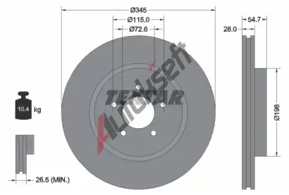 TEXTAR Brzdov kotou PRO+ - 345 mm TXT 92177105, 92177105
