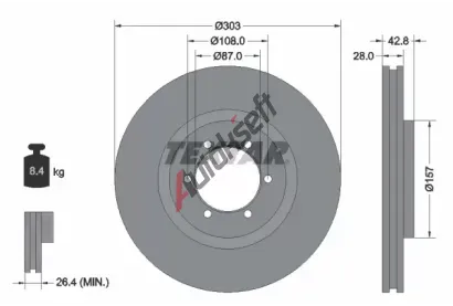 TEXTAR Brzdový kotouč PRO - 303 mm TXT 92180003, 92180003 TEXTAR Brzdový kotouč PRO - 303 mm TXT 92180003, 92180003