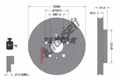 TEXTAR Brzdov kotou PRO - 296 mm TXT 92186903, 92186903