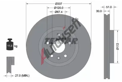 TEXTAR Brzdov kotou PRO - 337 mm TXT 92187103, 92187103