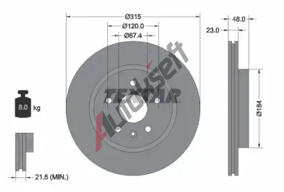 TEXTAR Brzdov kotou PRO - 315 mm TXT 92187303, 92187303