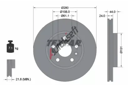 TEXTAR Brzdový kotouč PRO - 280 mm TXT 92196803, 92196803 TEXTAR Brzdový kotouč PRO - 280 mm TXT 92196803, 92196803