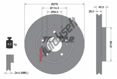 TEXTAR Brzdov kotou PRO - 276 mm TXT 92198203, 92198203