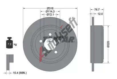 TEXTAR Brzdov kotou PRO - 316 mm TXT 92202703, 92202703