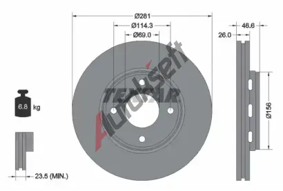 TEXTAR Brzdov kotou - 281 mm TXT 92204400, 92204400