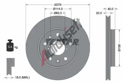 TEXTAR Brzdov kotou PRO - 276 mm TXT 92204703, 92204703