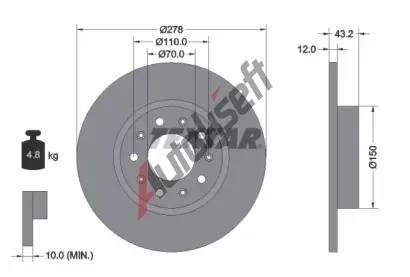 TEXTAR Brzdov kotou PRO - 278 mm TXT 92221003, 92221003