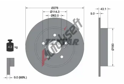 TEXTAR Brzdov kotou - 278 mm TXT 92222300, 92222300