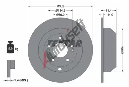 TEXTAR Brzdov kotou PRO - 302 mm TXT 92223403, 92223403
