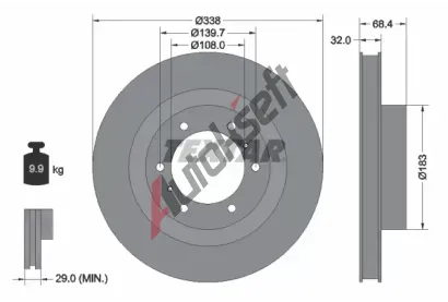 TEXTAR Brzdový kotouč PRO - 338 mm TXT 92223903, 92223903 TEXTAR Brzdový kotouč PRO - 338 mm TXT 92223903, 92223903