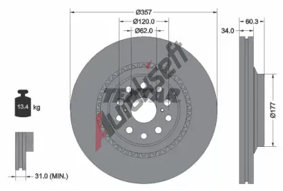 TEXTAR Brzdov kotou PRO - 357 mm TXT 92224303, 92224303
