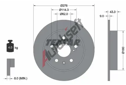 TEXTAR Brzdov kotou PRO - 278 mm TXT 92225303, 92225303