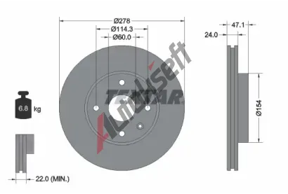 TEXTAR Brzdov kotou PRO - 278 mm TXT 92227303, 92227303
