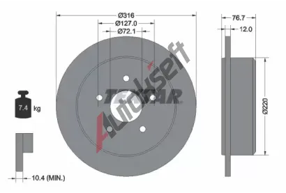 TEXTAR Brzdov kotou - 316 mm TXT 92227700, 92227700
