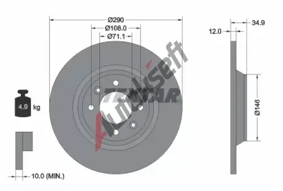 TEXTAR Brzdov kotou PRO - 290 mm TXT 92231303, 92231303