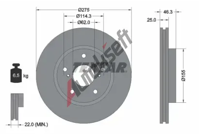 TEXTAR Brzdov kotou PRO - 275 mm TXT 92232703, 92232703