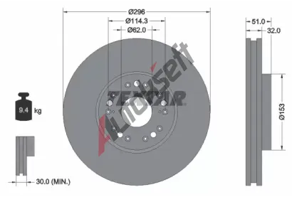 TEXTAR Brzdov kotou PRO - 296 mm TXT 92237503, 92237503